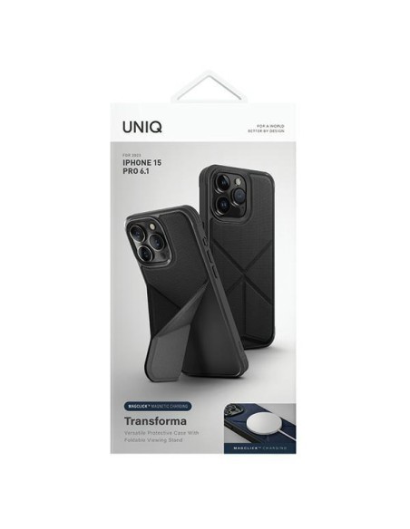 UNIQ Transforma dėklas, skirtas iPhone 15 Pro - juodas UNIQ Transforma dėklas, skirtas iPhone 15 Pro - juodas