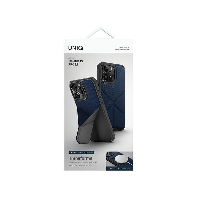 UNIQ Transforma Magclick įkrovimo dėklas, skirtas iPhone 15 Pro - mėlynas