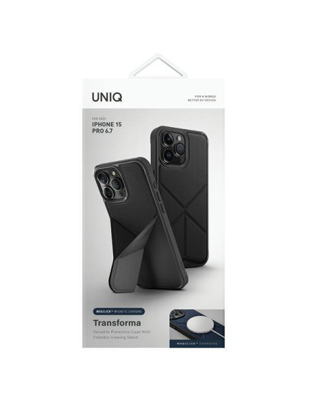 UNIQ Transforma Magclick įkrovimo dėklas, skirtas iPhone 15 Pro Max - juodas UNIQ Transforma Magclick įkrovimo dėklas, skirtas iPhone 15 Pro Max - juodas