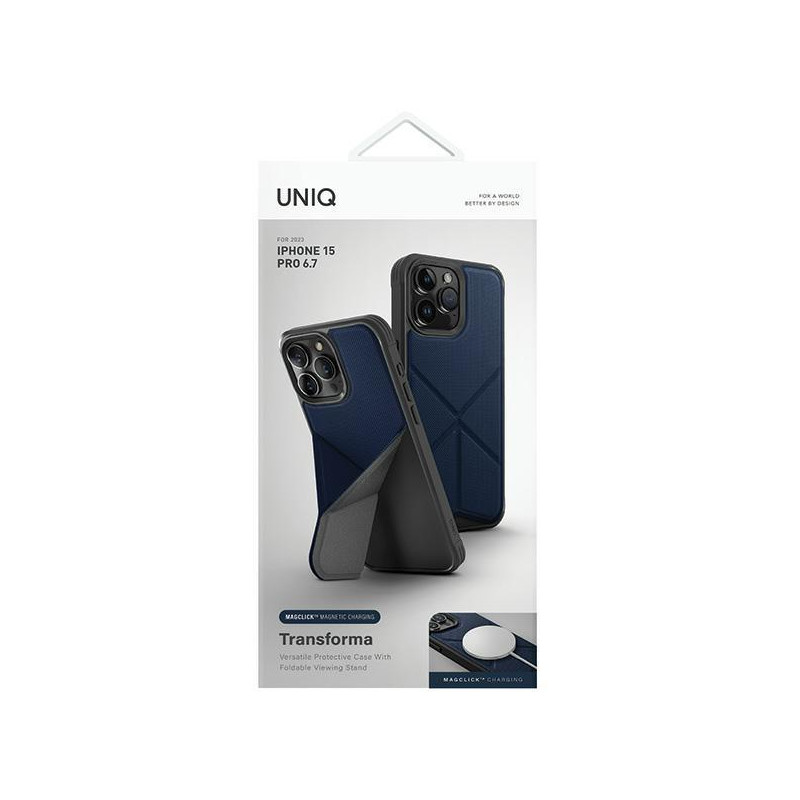 UNIQ Transforma Magclick įkrovimo dėklas, skirtas iPhone 15 Pro Max - mėlynas