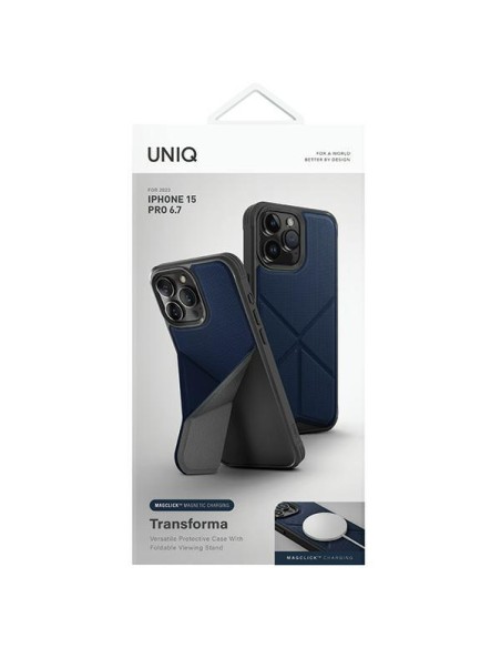 UNIQ Transforma Magclick įkrovimo dėklas, skirtas iPhone 15 Pro Max - mėlynas UNIQ Transforma Magclick įkrovimo dėklas, skirtas iPhone 15 Pro Max - mėlynas