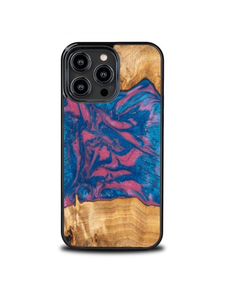 Medinis ir dervos dėklas, skirtas iPhone 15 Pro Max Bewood Unique Vegas - rožinė ir mėlyna Medinis ir dervos dėklas, skirtas iPhone 15 Pro Max Bewood Unique Vegas - rožinė ir mėlyna