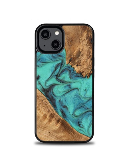 Medinis ir dervos dėklas iPhone 15 Bewood Unique Turquoise - turkis ir juodas Medinis ir dervos dėklas iPhone 15 Bewood Unique Turquoise - turkis ir juodas