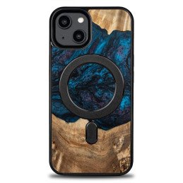 Medinis ir dervos dėklas skirtas iPhone 15 MagSafe Bewood Unique Neptun - tamsiai mėlyna ir juoda