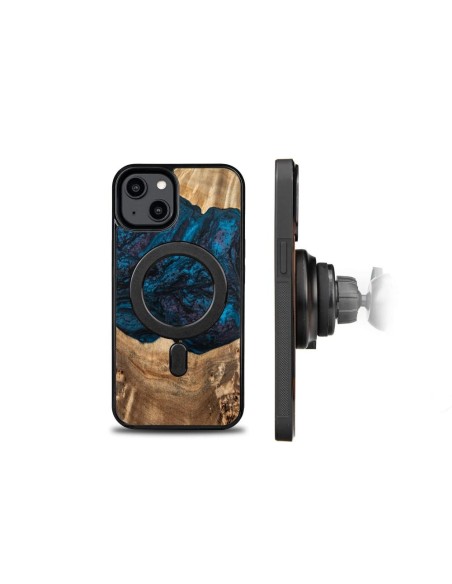 Medinis ir dervos dėklas skirtas iPhone 15 MagSafe Bewood Unique Neptun - tamsiai mėlyna ir juoda Medinis ir dervos dėklas skirtas iPhone 15 MagSafe Bewood Unique Neptun - tamsiai mėlyna ir juoda