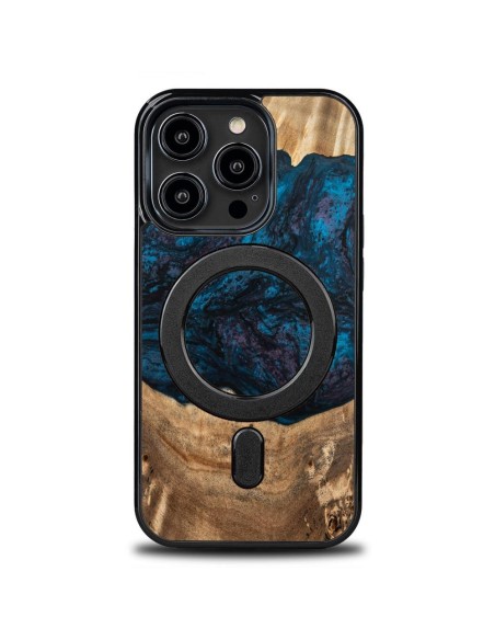 Medinis ir dervos dėklas skirtas iPhone 15 Pro MagSafe Bewood Unique Neptun - tamsiai mėlyna ir juoda Medinis ir dervos dėklas skirtas iPhone 15 Pro MagSafe Bewood Unique Neptun - tamsiai mėlyna ir juoda