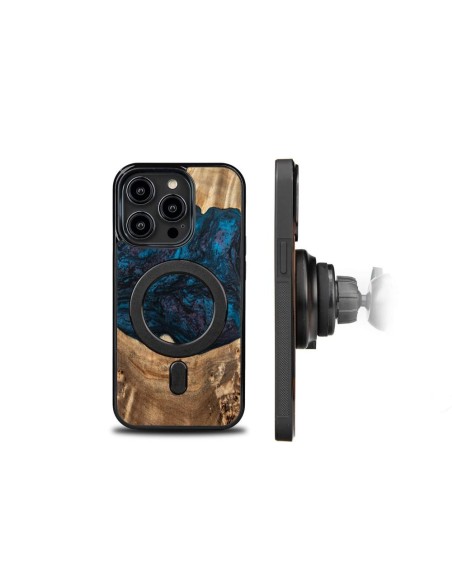 Medinis ir dervos dėklas skirtas iPhone 15 Pro MagSafe Bewood Unique Neptun - tamsiai mėlyna ir juoda Medinis ir dervos dėklas skirtas iPhone 15 Pro MagSafe Bewood Unique Neptun - tamsiai mėlyna ir juoda