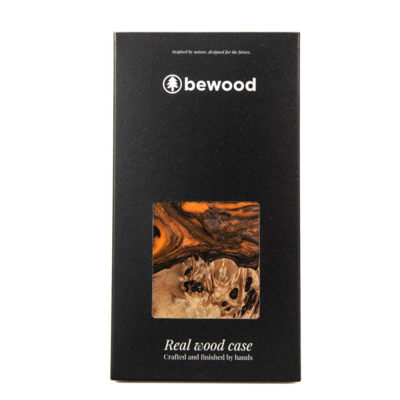Medinis ir dervos dėklas iPhone 15 Pro MagSafe Bewood Unique Orange - oranžinė ir juoda