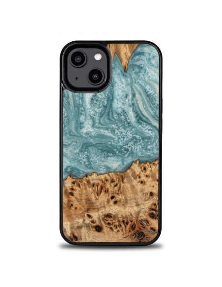 Medinis ir dervos dėklas skirtas iPhone 15 Plus Bewood Unique Uranus - mėlyna ir balta Medinis ir dervos dėklas skirtas iPhone 15 Plus Bewood Unique Uranus - mėlyna ir balta