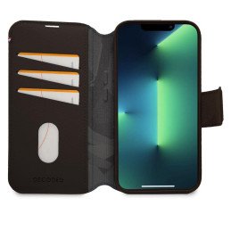 Dekoduotas nuimamas piniginės dėklas, odinis su „MagSafe“ su atvartu, skirtas „iPhone 14 Pro“ – ruda
