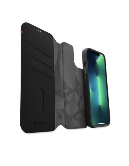 Dekoduotas nuimamas piniginės dėklas, odinis su „MagSafe“ su atvartu, skirtas „iPhone 14 Plus“ – juodas
