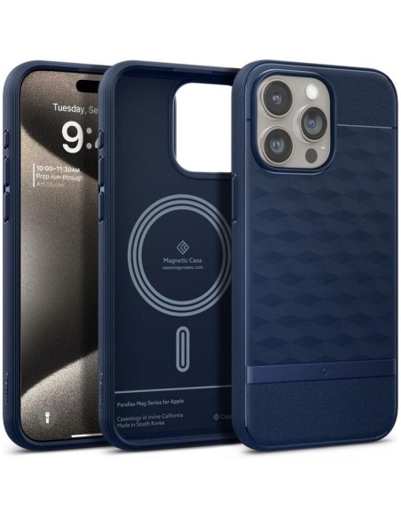 Caseology Parallax Mag dėklas su MagSafe, skirtas iPhone 15 Pro Max - tamsiai mėlynas