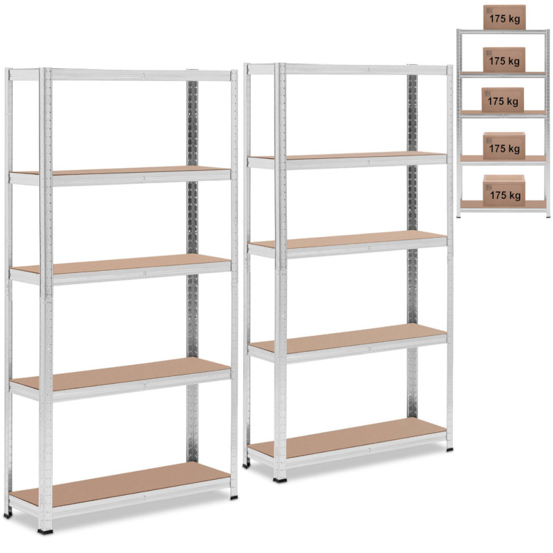 Metalinis laikymo lentynas su 5 lentynomis 875 kg 90 x 30 x 180 cm pilka 2 vnt. Metalinis laikymo lentynas su 5 lentynomis 875 kg 90 x 30 x 180 cm pilka 2 vnt.