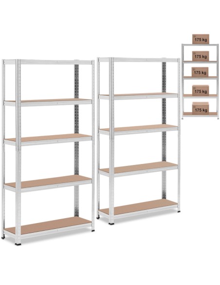 Metalinis laikymo lentynas su 5 lentynomis 875 kg 90 x 30 x 180 cm pilka 2 vnt. Metalinis laikymo lentynas su 5 lentynomis 875 kg 90 x 30 x 180 cm pilka 2 vnt.