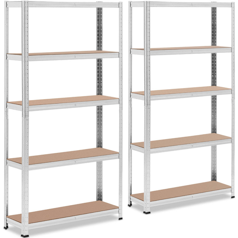 Metalinis laikymo lentynas su 5 lentynomis 875 kg 90 x 30 x 180 cm pilka 2 vnt.