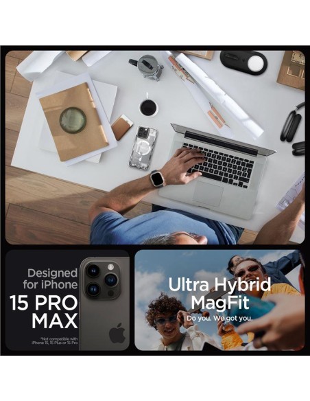„Spigen Ultra Hybrid Mag“ dėklas su „MagSafe“, skirtas „iPhone 15 Pro Max“ – baltas (nulio vieno raštas) „Spigen Ultra Hybrid Mag“ dėklas su „MagSafe“, skirtas „iPhone 15 Pro Max“ – baltas (nulio vieno raštas)