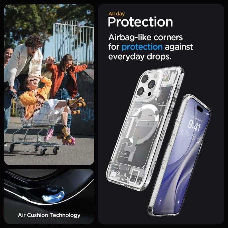 „Spigen Ultra Hybrid Mag“ dėklas su „MagSafe“, skirtas „iPhone 15 Pro Max“ – baltas (nulio vieno raštas)