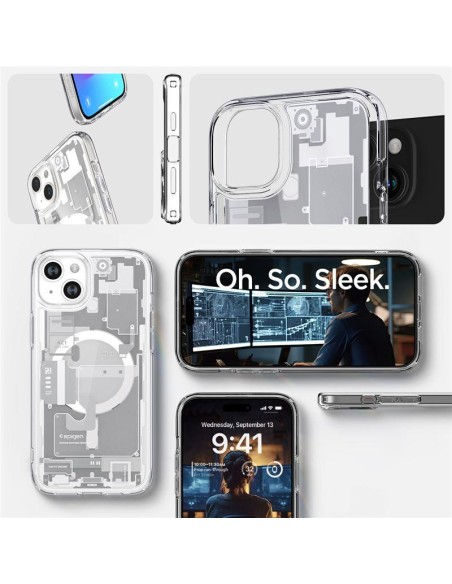 „Spigen Ultra Hybrid Mag“ dėklas su „MagSafe“, skirtas „iPhone 15 Plus“ – baltas (nulio vieno raštas) „Spigen Ultra Hybrid Mag“ dėklas su „MagSafe“, skirtas „iPhone 15 Plus“ – baltas (nulio vieno raštas)