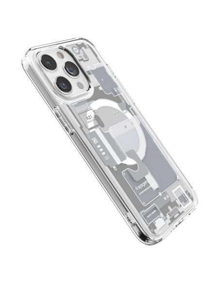 „Spigen Ultra Hybrid Mag“ dėklas su „MagSafe“, skirtas „iPhone 15 Pro“ – baltas (nulio vieno raštas)