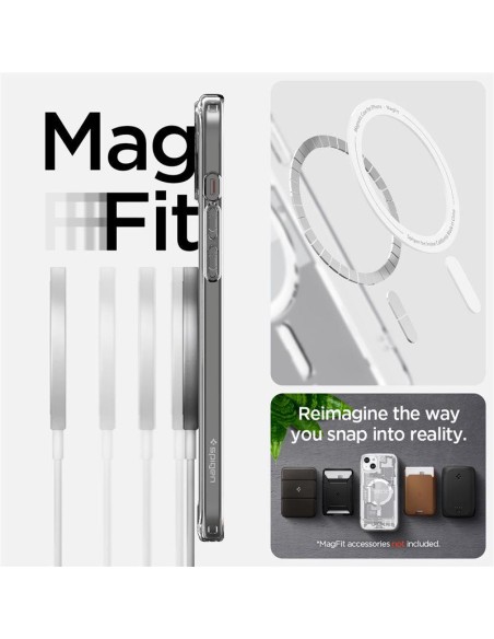 Spigen Ultra Hybrid Mag dėklas su MagSafe, skirtas iPhone 15 - baltas (Zero One modelis) Spigen Ultra Hybrid Mag dėklas su MagSafe, skirtas iPhone 15 - baltas (Zero One modelis)
