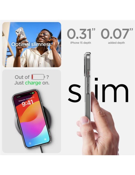 Spigen Ultra Hybrid Mag dėklas su MagSafe, skirtas iPhone 15 - baltas (Zero One modelis) Spigen Ultra Hybrid Mag dėklas su MagSafe, skirtas iPhone 15 - baltas (Zero One modelis)