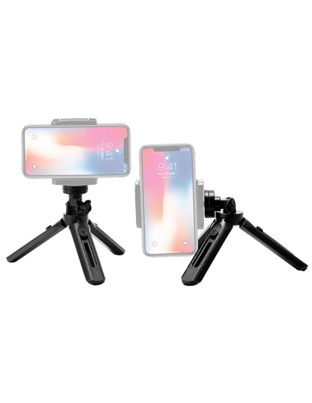 Mini trikojo asmenukių nuotraukų laikiklis telefono kamerai GoPro kamera 16-21cm juoda Mini trikojo asmenukių nuotraukų laikiklis telefono kamerai GoPro kamera 16-21cm juoda