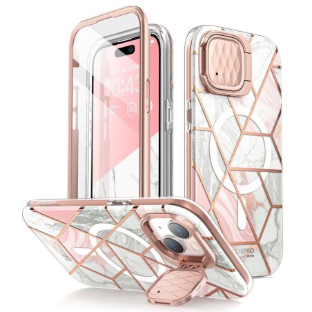 Cosmo Mag Supcase dėklas su MagSafe iPhone 15 - rožinis marmuras Cosmo Mag Supcase dėklas su MagSafe iPhone 15 - rožinis marmuras