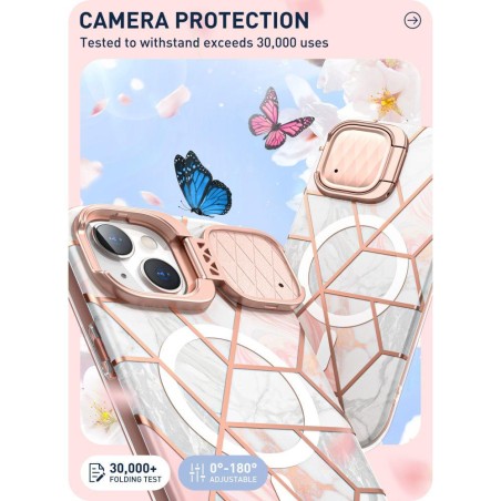 Cosmo Mag Supcase dėklas su MagSafe iPhone 15 - rožinis marmuras Cosmo Mag Supcase dėklas su MagSafe iPhone 15 - rožinis marmuras