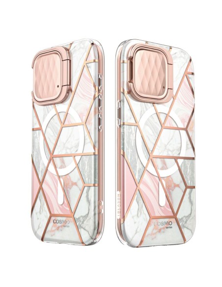 Cosmo Mag Supcase dėklas su MagSafe iPhone 15 Pro - rožinis marmuras Cosmo Mag Supcase dėklas su MagSafe iPhone 15 Pro - rožinis marmuras