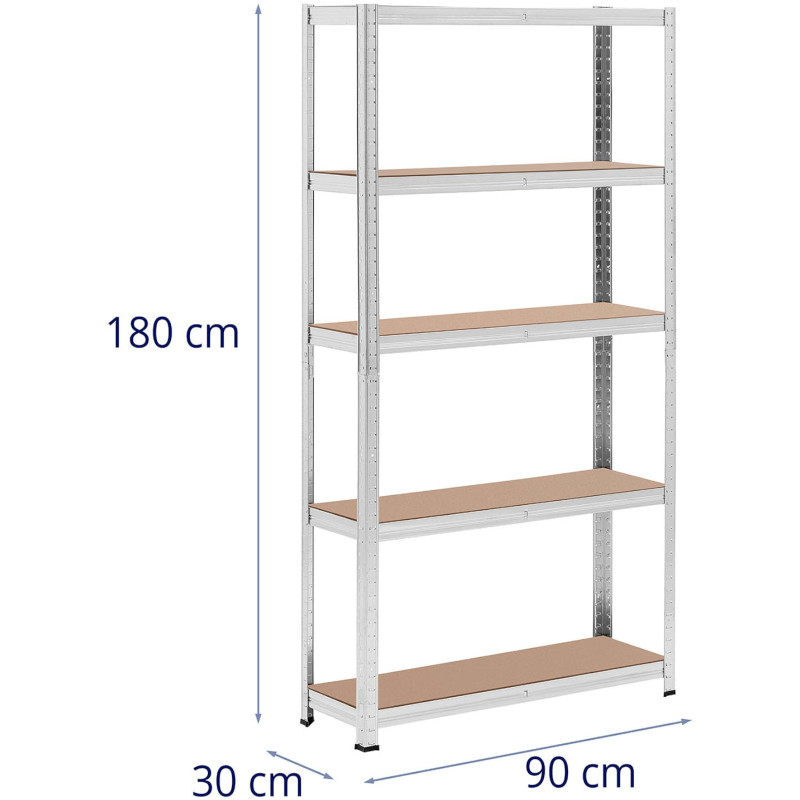 Metalinis laikymo lentynas su 5 lentynomis 875 kg 90 x 30 x 180 cm pilka 2 vnt.