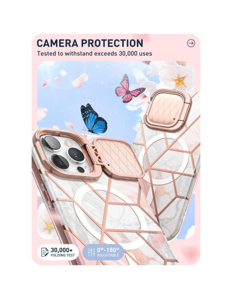 Cosmo Mag Supcase dėklas su MagSafe iPhone 15 Pro - rožinis marmuras Cosmo Mag Supcase dėklas su MagSafe iPhone 15 Pro - rožinis marmuras
