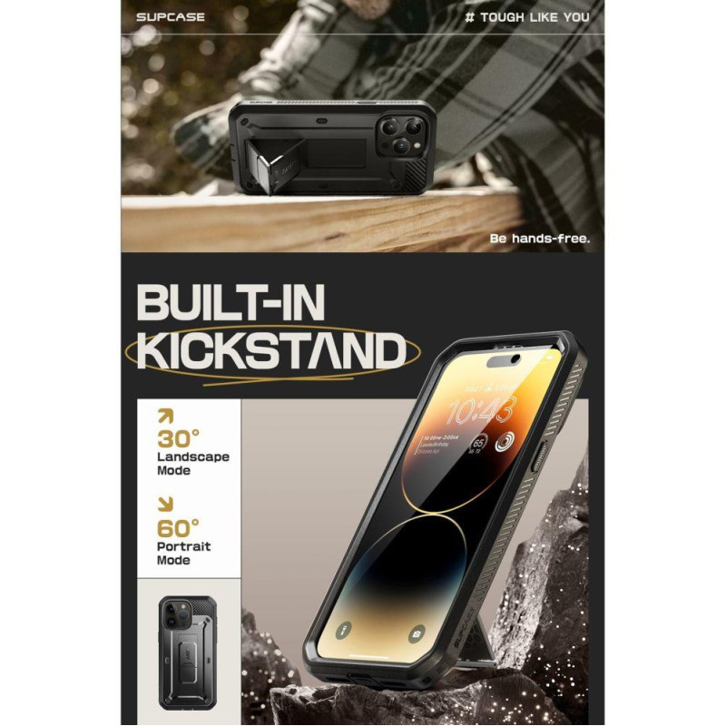 Unicorn Beetle Pro Supcase dėklas, skirtas iPhone 15 Pro Max - juodas