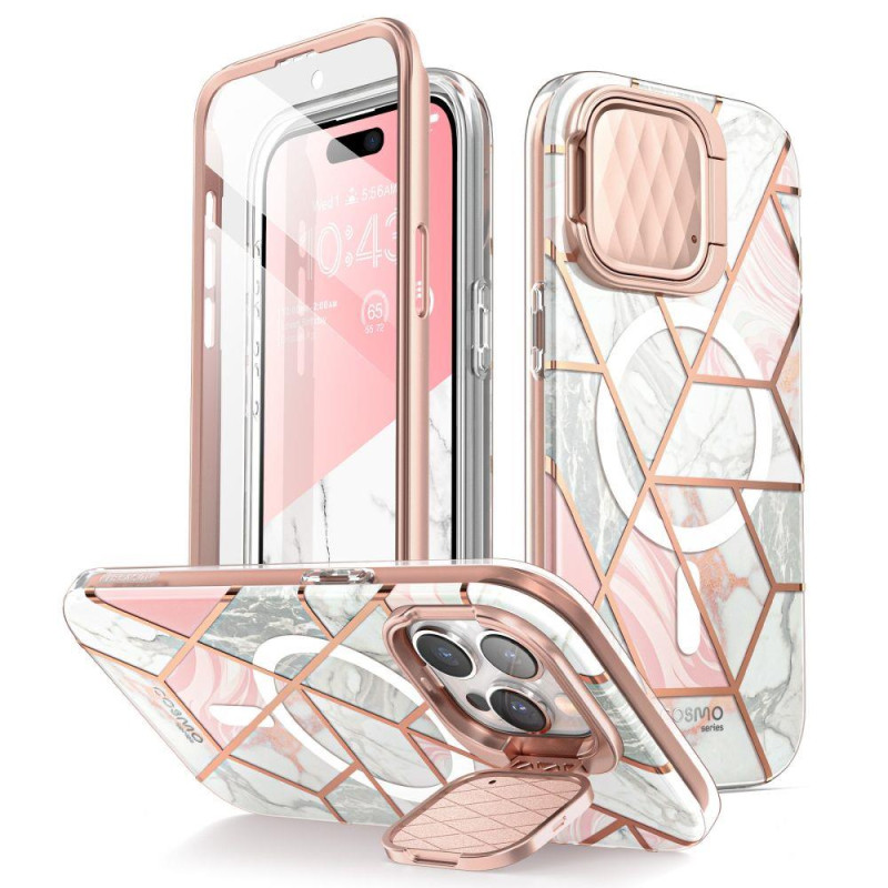 Cosmo Mag Supcase dėklas su MagSafe, skirtas iPhone 15 Pro Max - rožinis marmuras Cosmo Mag Supcase dėklas su MagSafe, skirtas iPhone 15 Pro Max - rožinis marmuras