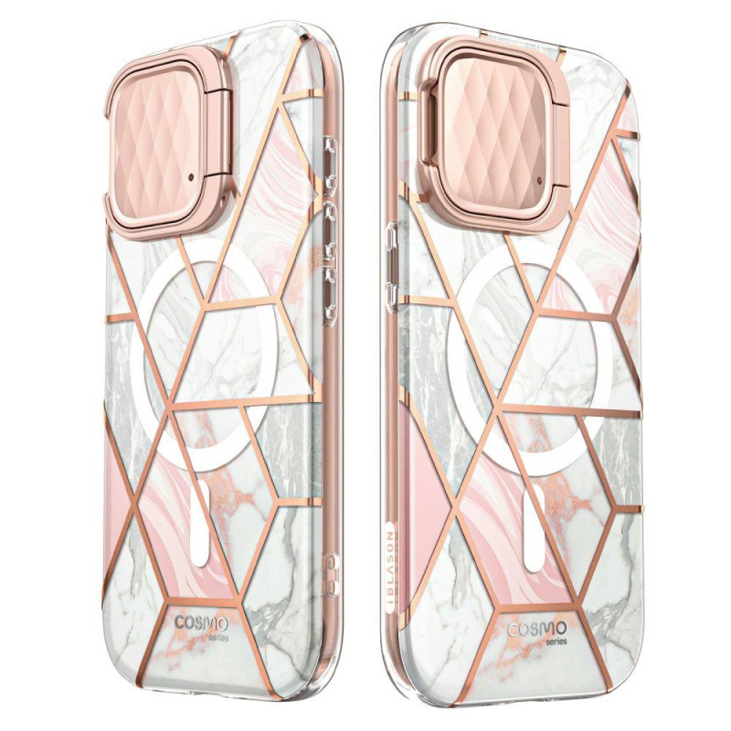 Cosmo Mag Supcase dėklas su MagSafe, skirtas iPhone 15 Pro Max - rožinis marmuras