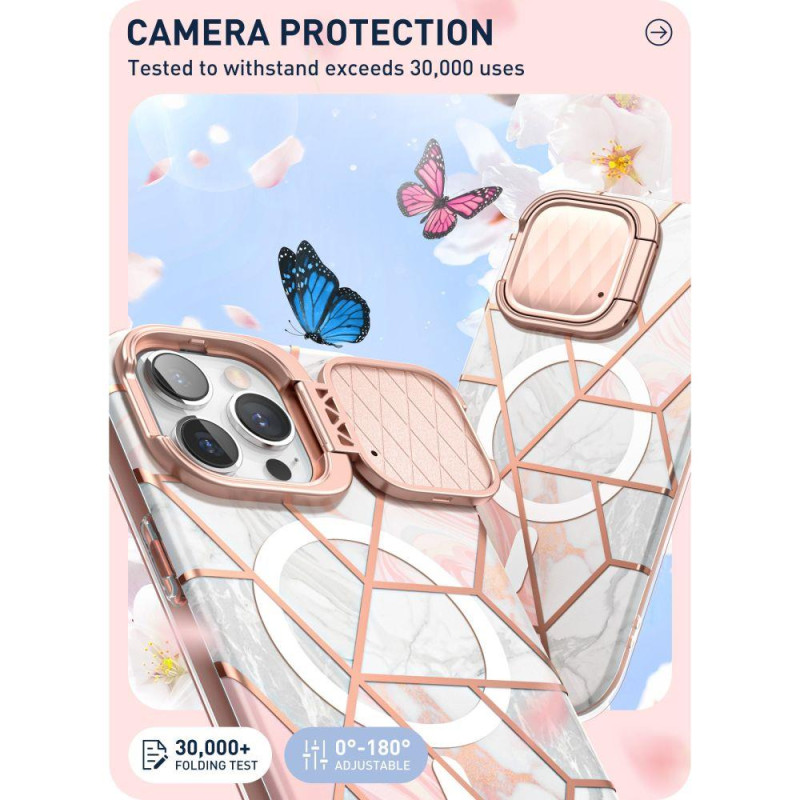 Cosmo Mag Supcase dėklas su MagSafe, skirtas iPhone 15 Pro Max - rožinis marmuras