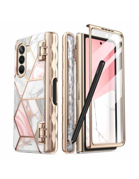 Cosmo Pen Supcase dėklas, skirtas Samsung Galaxy Z Fold 5 - rožinis marmuras Cosmo Pen Supcase dėklas, skirtas Samsung Galaxy Z Fold 5 - rožinis marmuras