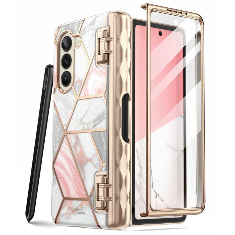 Cosmo Pen Supcase dėklas, skirtas Samsung Galaxy Z Fold 5 - rožinis marmuras