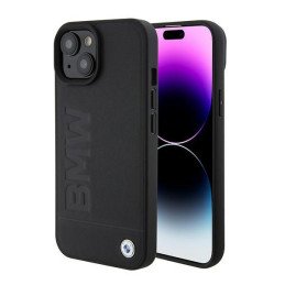 BMW Signature Logo Imprint MagSafe dėklas iPhone 15 - juodas
