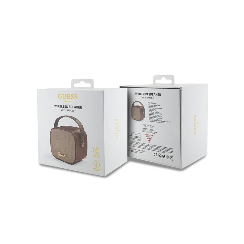 Guess 4G Leather Script Logo mini kolonėlė - ruda