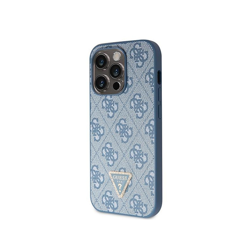 Guess Crossbody 4G metalinis logotipo dėklas, skirtas iPhone 14 Pro Max - mėlynas