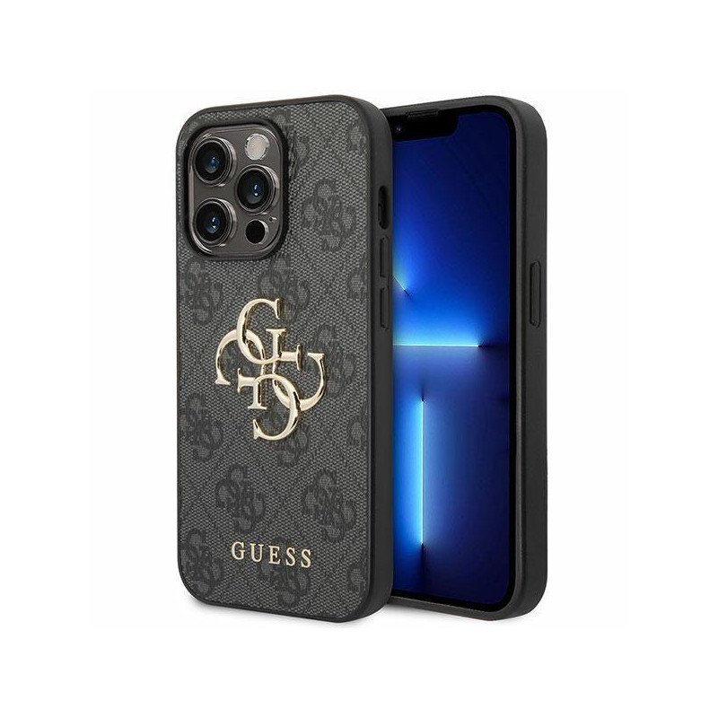 Guess 4G Big Metal Logo dėklas, skirtas iPhone 15 Pro - pilkas