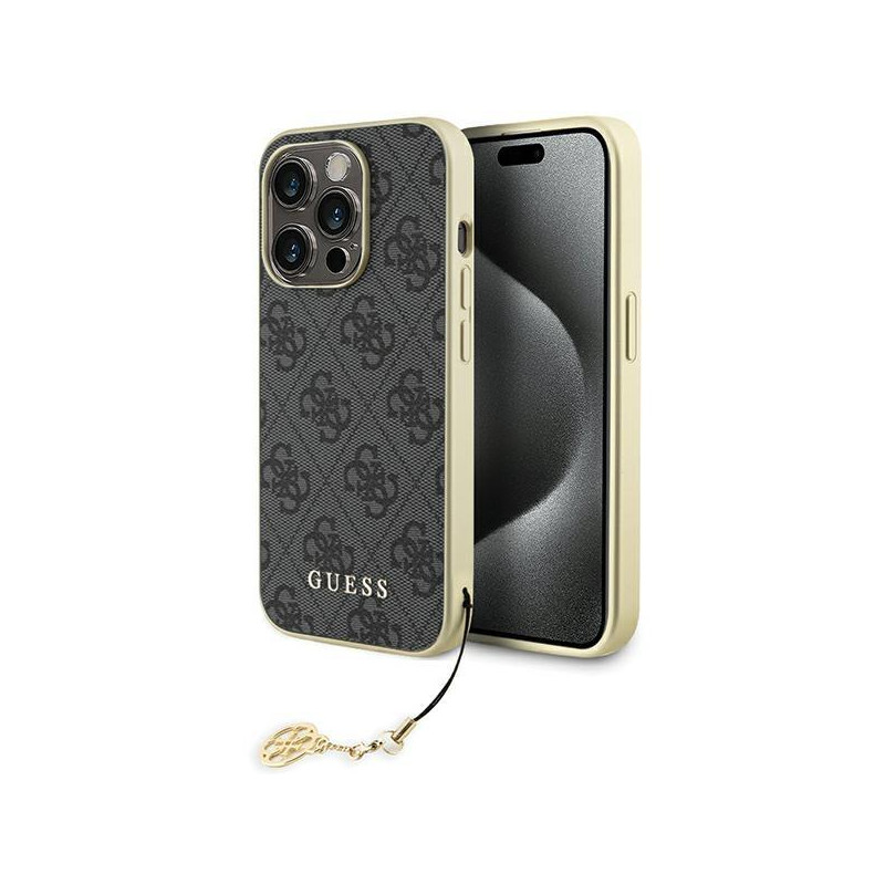 Guess 4G Charms Collection dėklas iPhone 15 Pro - pilkas