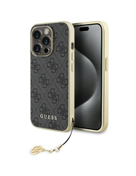 Guess 4G Charms Collection dėklas iPhone 15 Pro - pilkas Guess 4G Charms Collection dėklas iPhone 15 Pro - pilkas