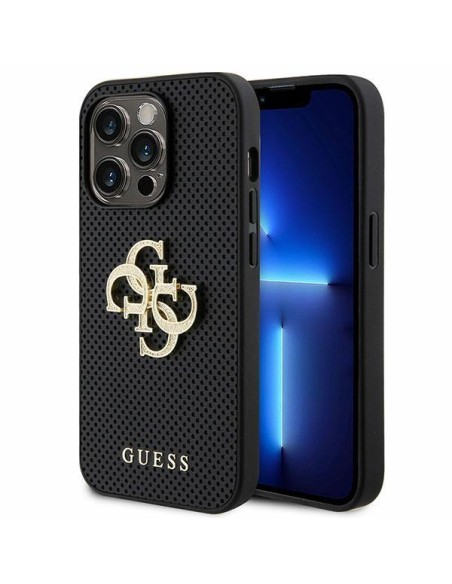 Guess Perforated 4G Glitter dėklas iPhone 15 Pro - juodas Guess Perforated 4G Glitter dėklas iPhone 15 Pro - juodas