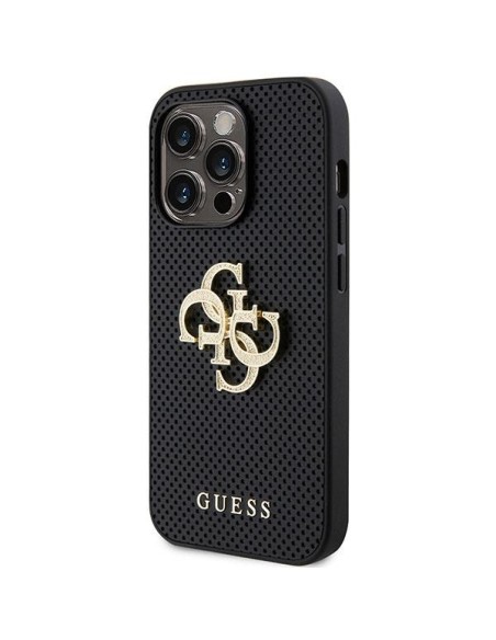Guess Perforated 4G Glitter dėklas iPhone 15 Pro - juodas Guess Perforated 4G Glitter dėklas iPhone 15 Pro - juodas