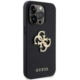 Guess Perforated 4G Glitter dėklas iPhone 15 Pro - juodas