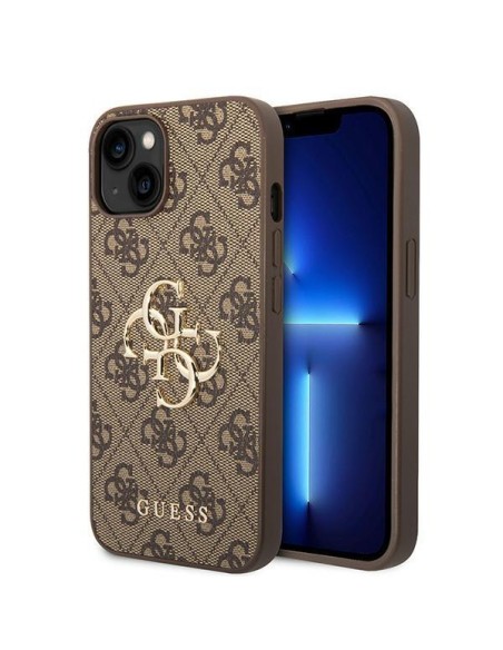 Guess 4G Big Metal Logo dėklas, skirtas iPhone 15 Plus - rudas