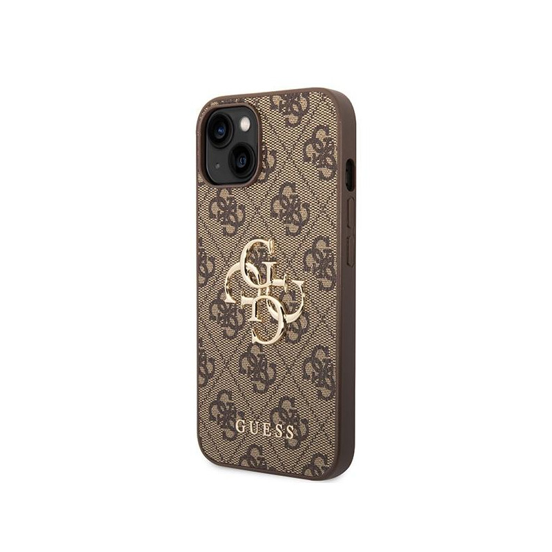 Guess 4G Big Metal Logo dėklas, skirtas iPhone 15 Plus - rudas