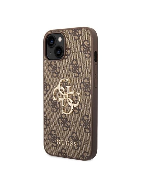 Guess 4G Big Metal Logo dėklas, skirtas iPhone 15 Plus - rudas