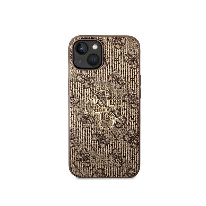 Guess 4G Big Metal Logo dėklas, skirtas iPhone 15 Plus - rudas